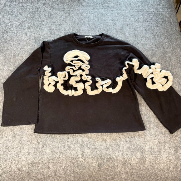 Zara Trafaluc Black White 3D Knit Sweatshirt Size Large MPN 2712281 - Picture 2 of 9